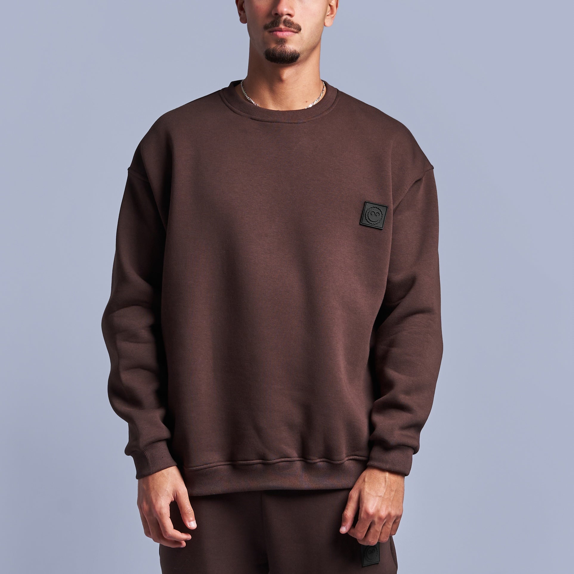 Brown Oversized Round Sweatshirt