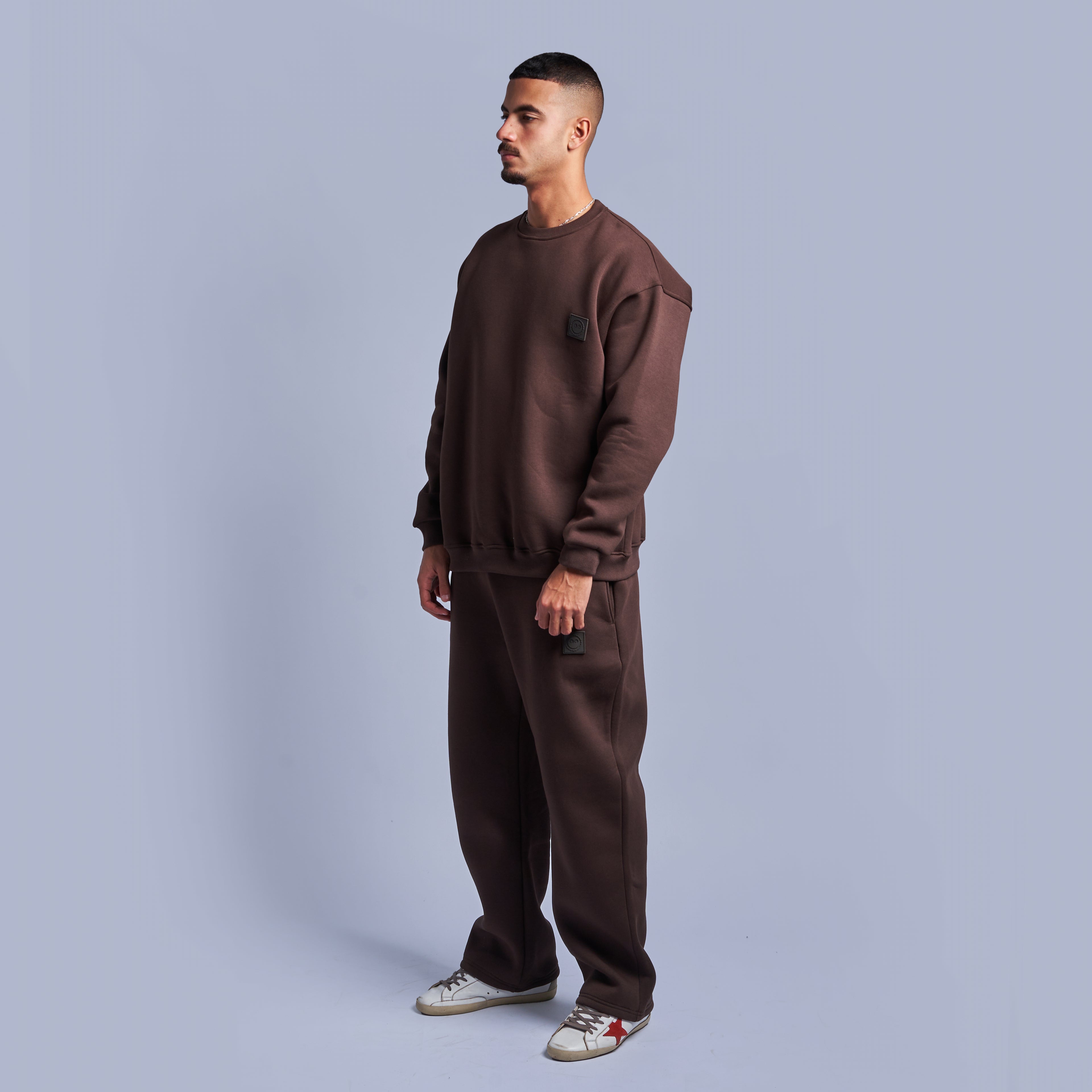 Brown Oversized Round Sweatshirt