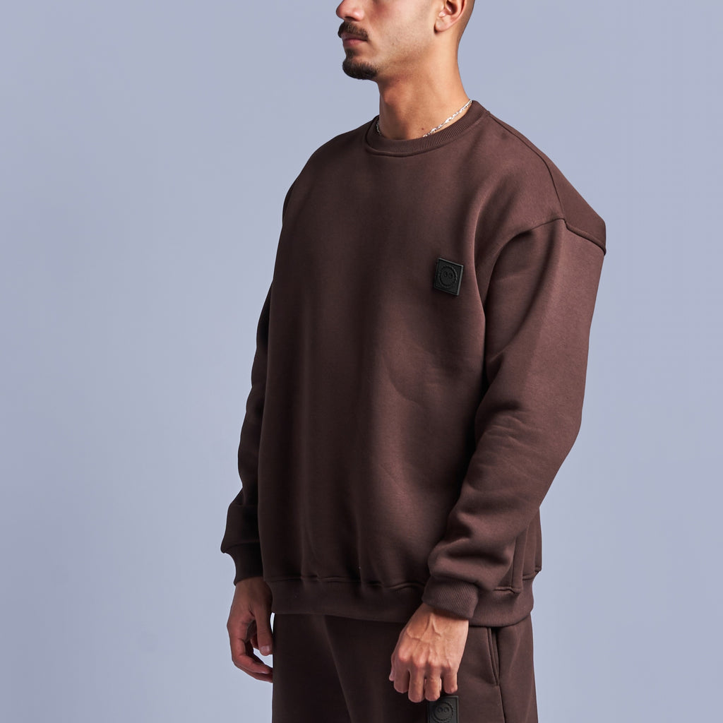 Brown Oversized Round Sweatshirt