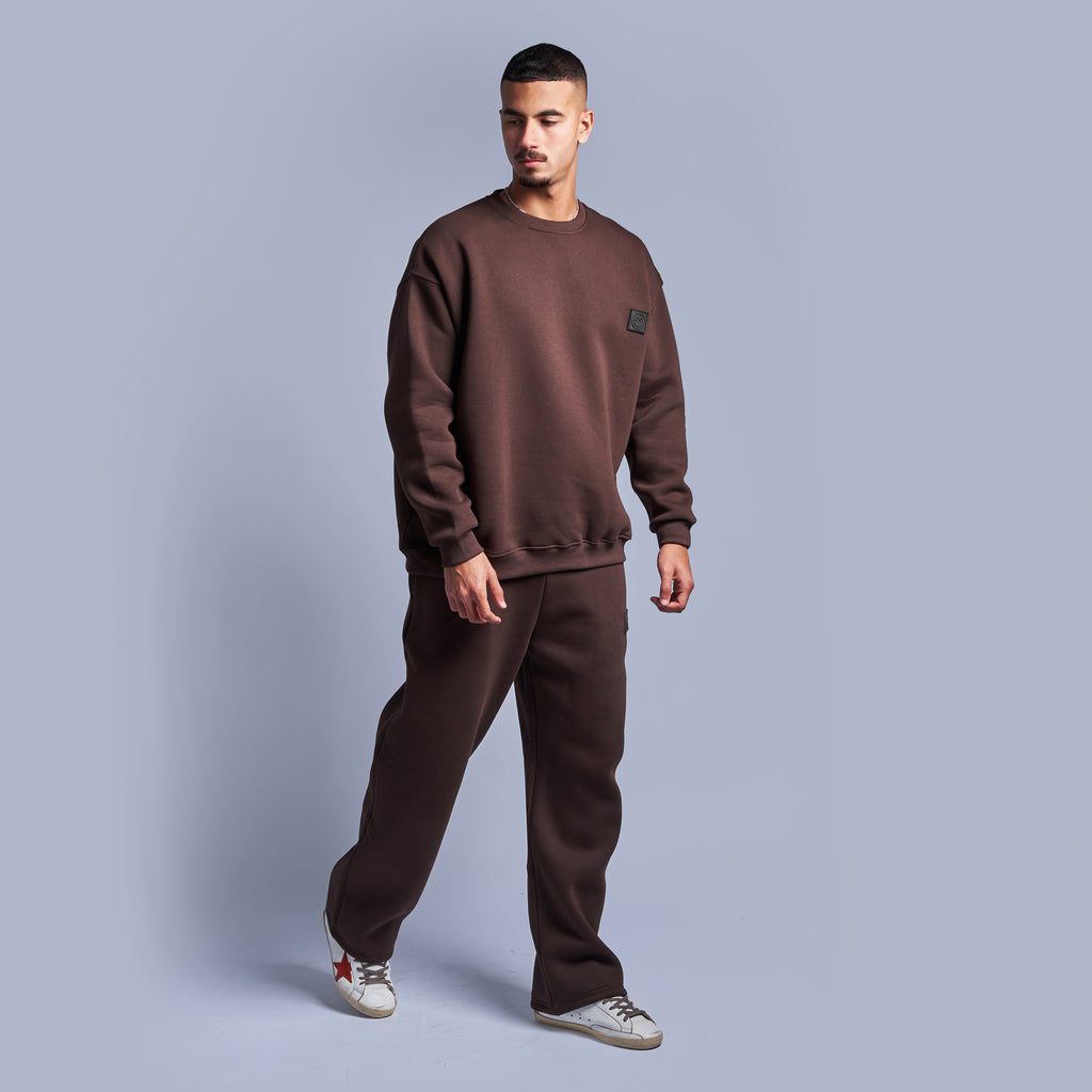 Brown Oversized Round Sweatshirt