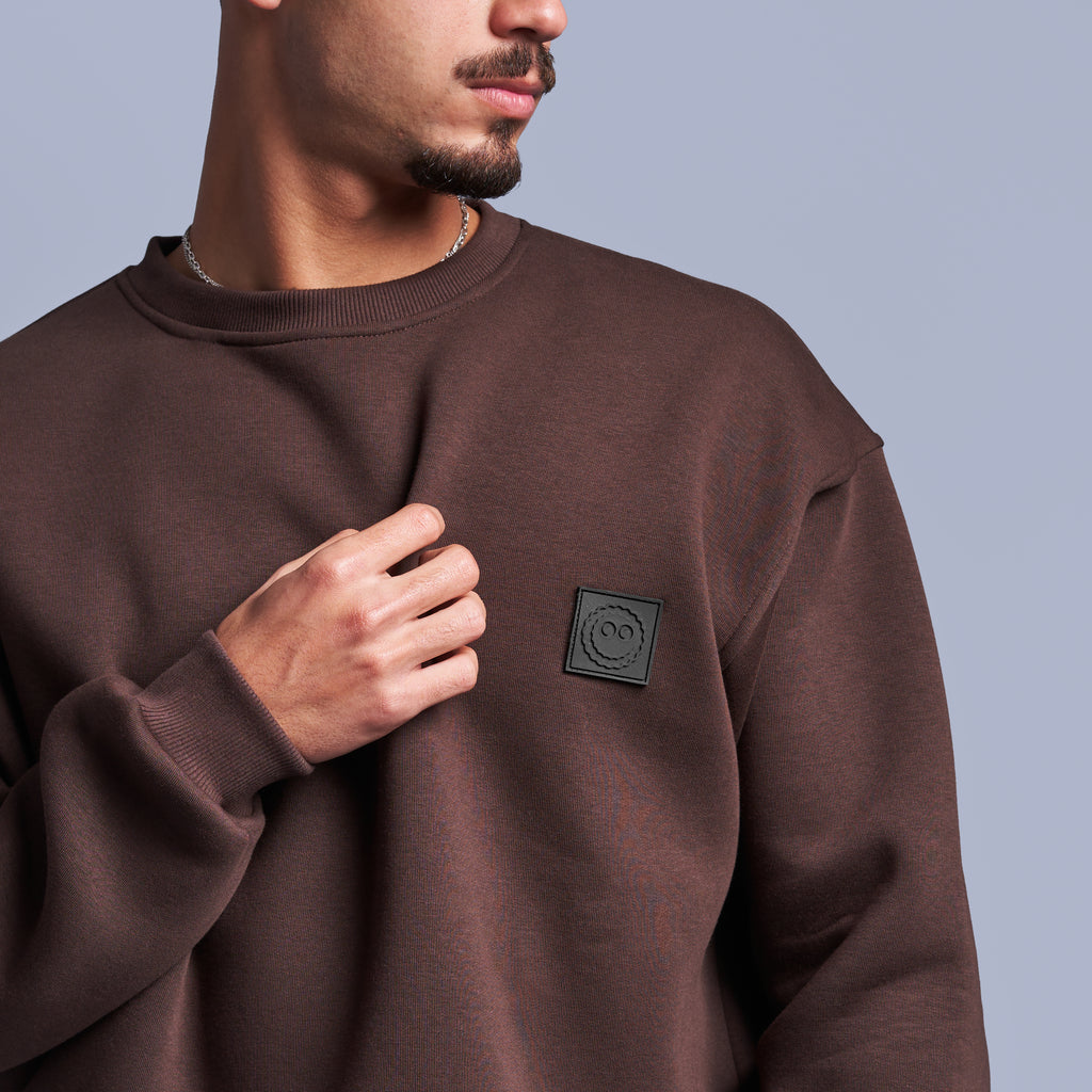 Brown Oversized Round Sweatshirt