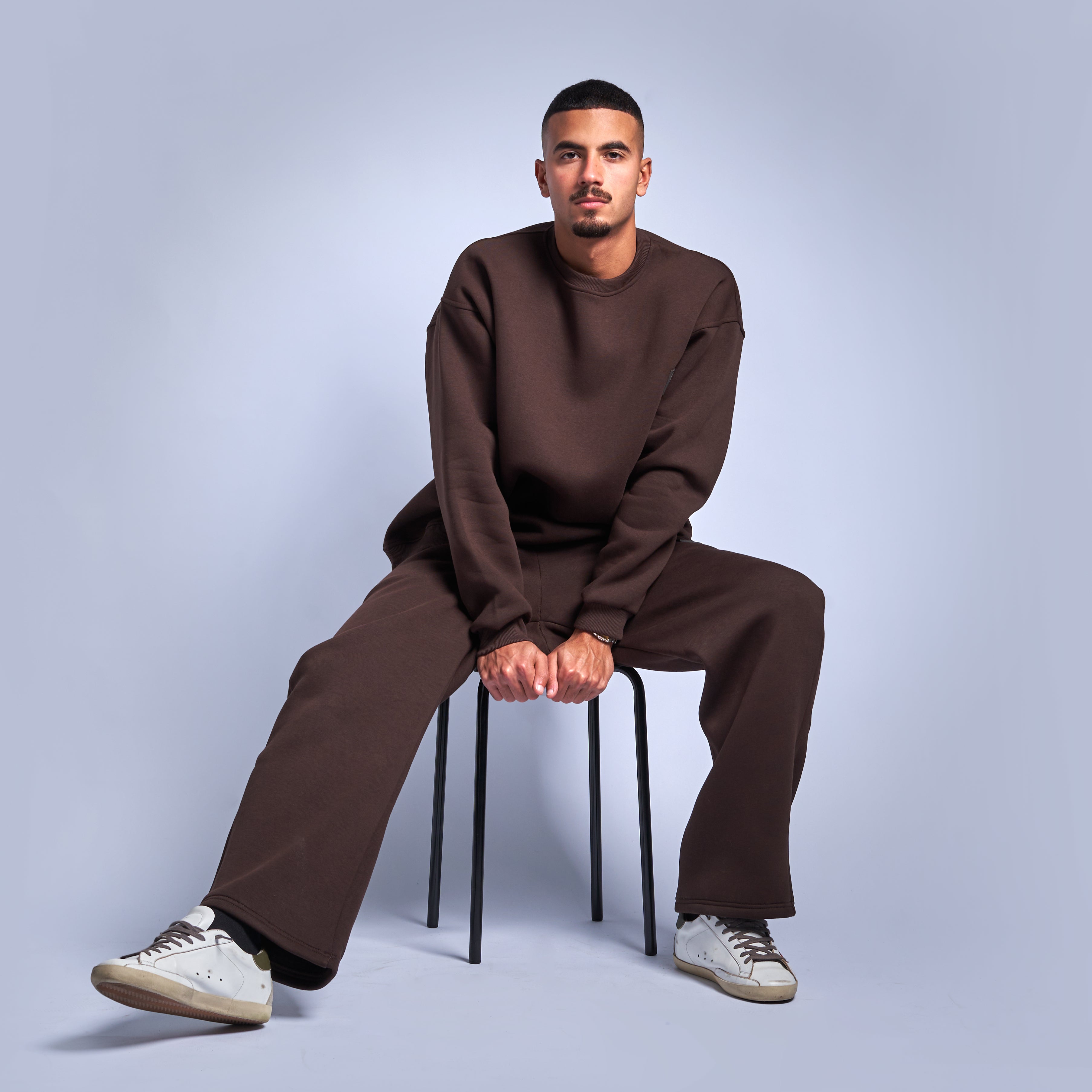 Brown Oversized Fleece Sweatpants with Wide-Leg Fit