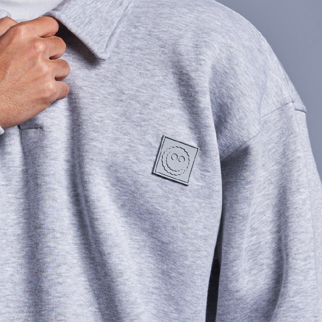 Grey Oversized Polo Sweatshirt