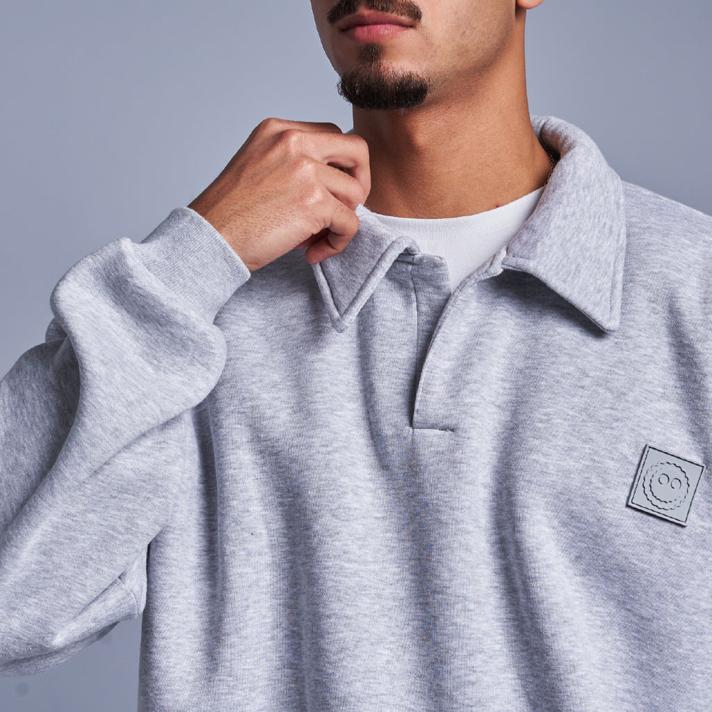 Grey Oversized Polo Sweatshirt