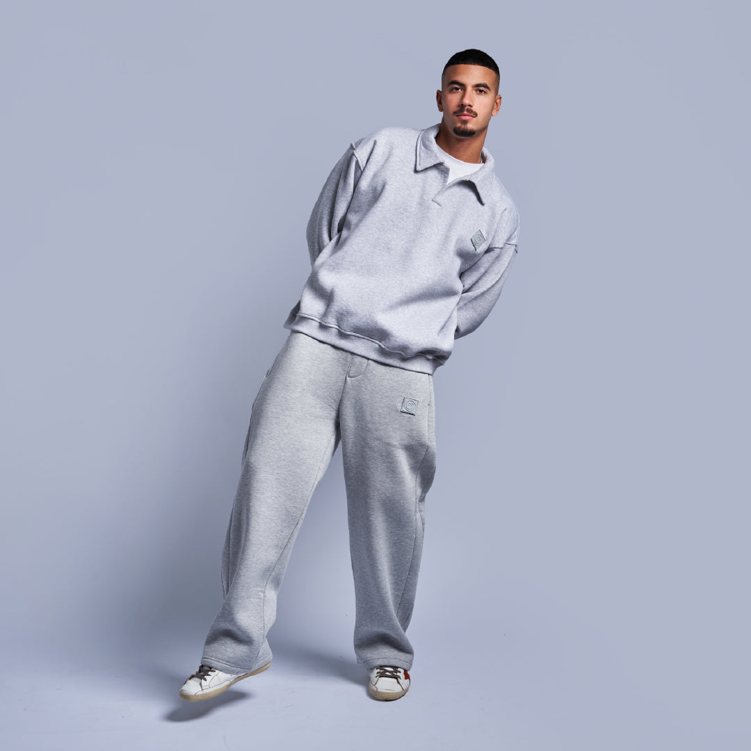 Grey Oversized Polo Sweatshirt