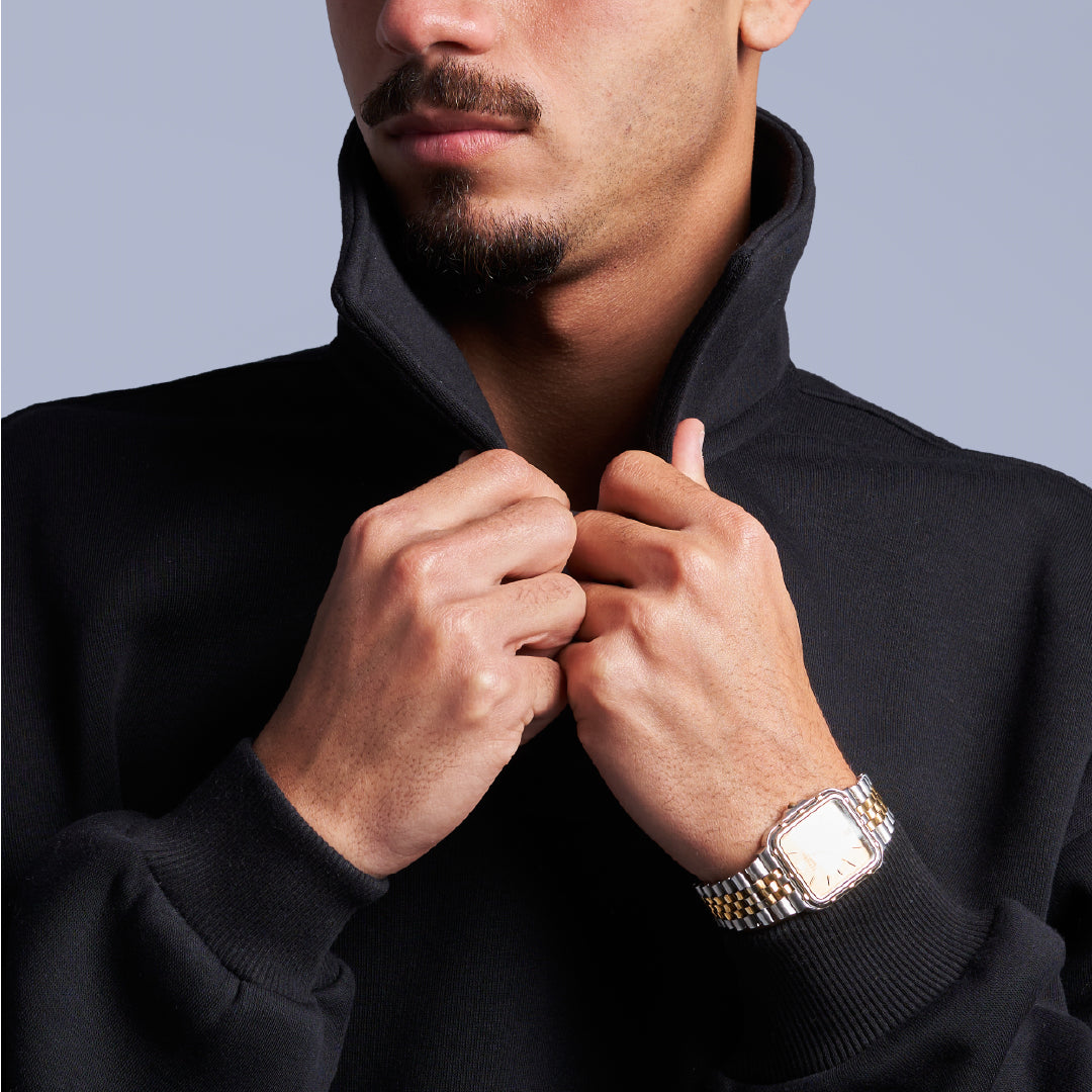 Black Oversized Polo Sweatshirt