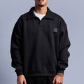 Black Oversized Polo Sweatshirt