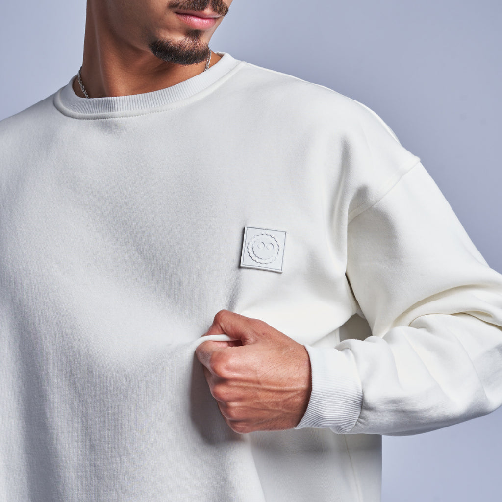 White Oversized Round Sweatshirt