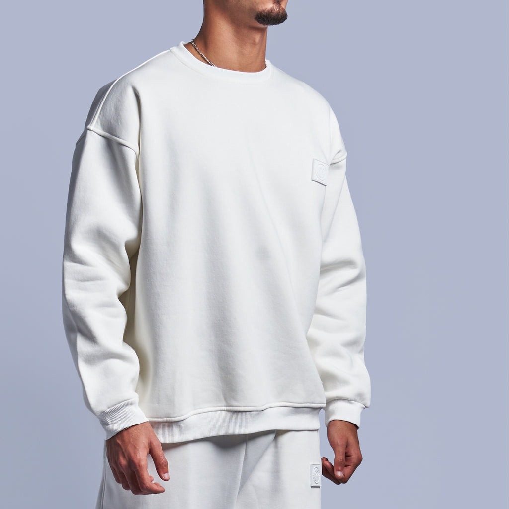 White Oversized Round Sweatshirt