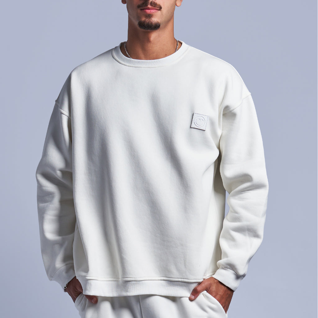 White Oversized Round Sweatshirt