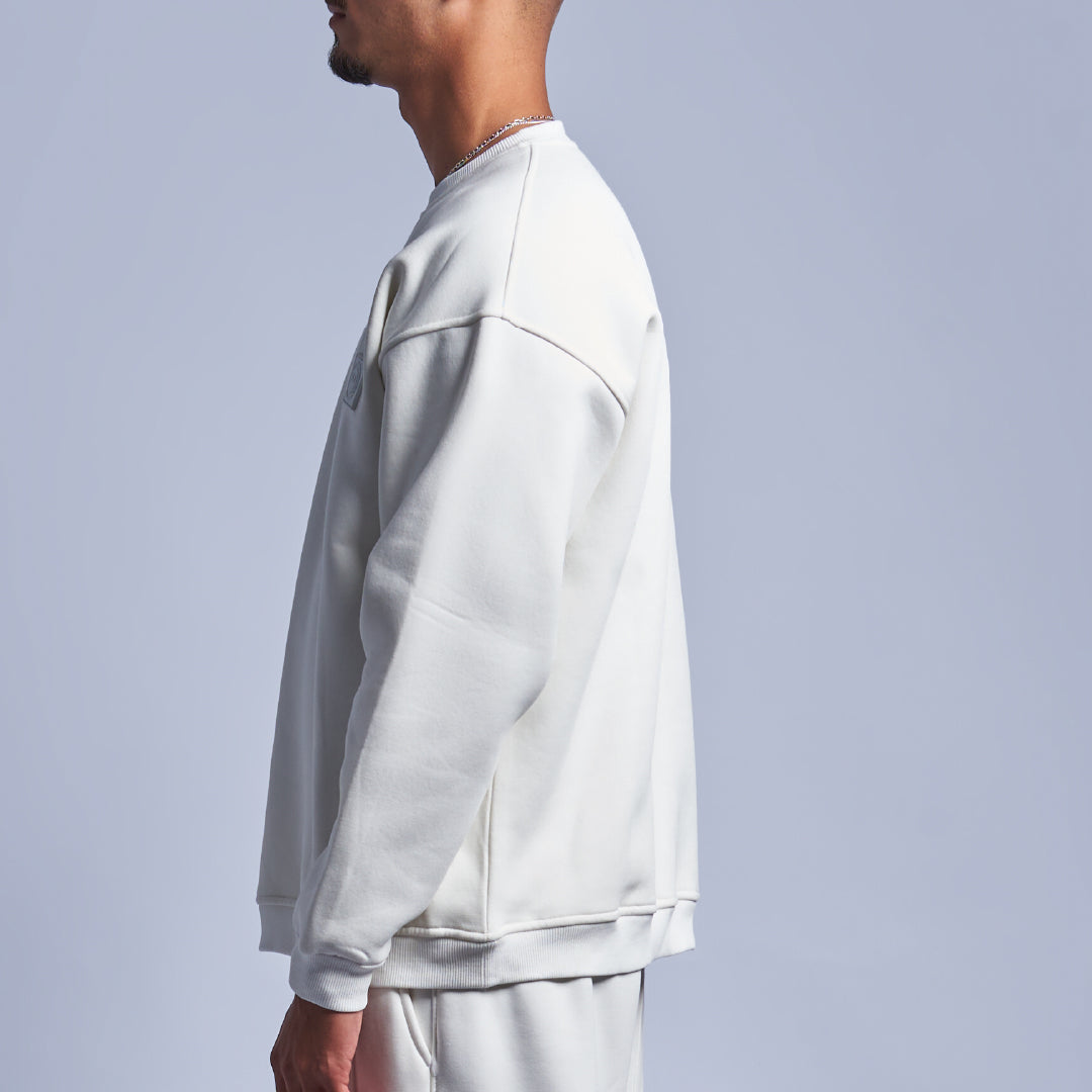 White Oversized Round Sweatshirt