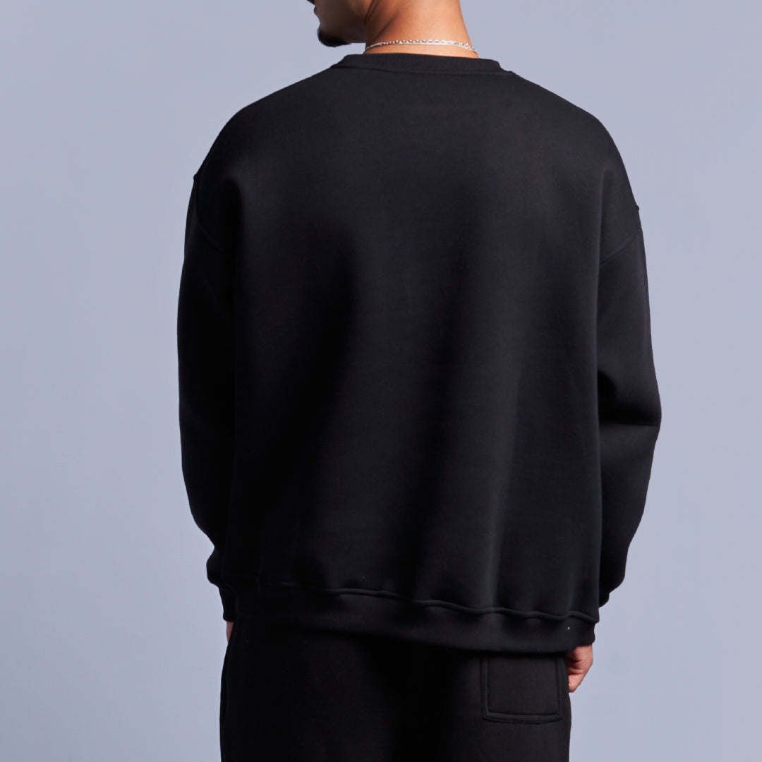 Black Oversized Round Sweatshirt