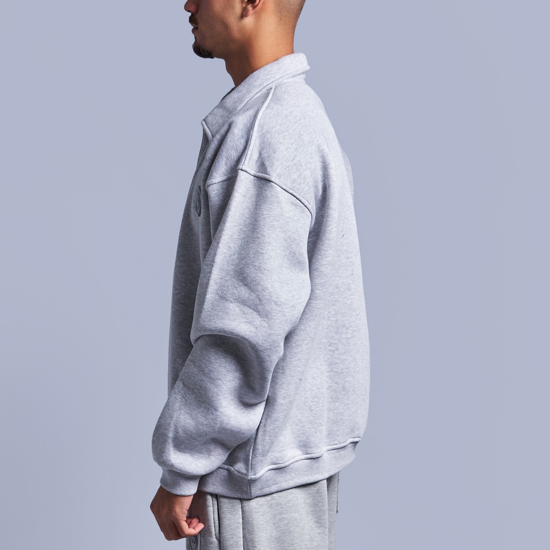 Grey Oversized Polo Sweatshirt