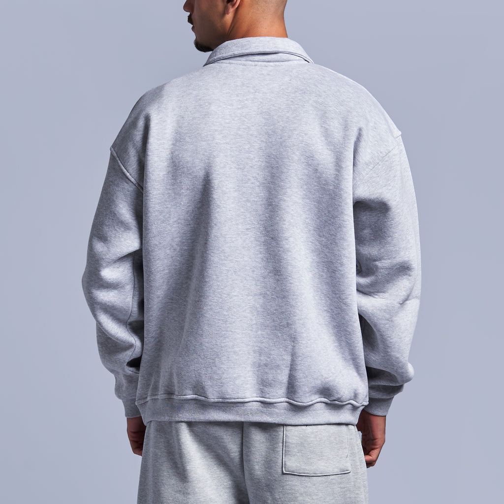 Grey Oversized Polo Sweatshirt