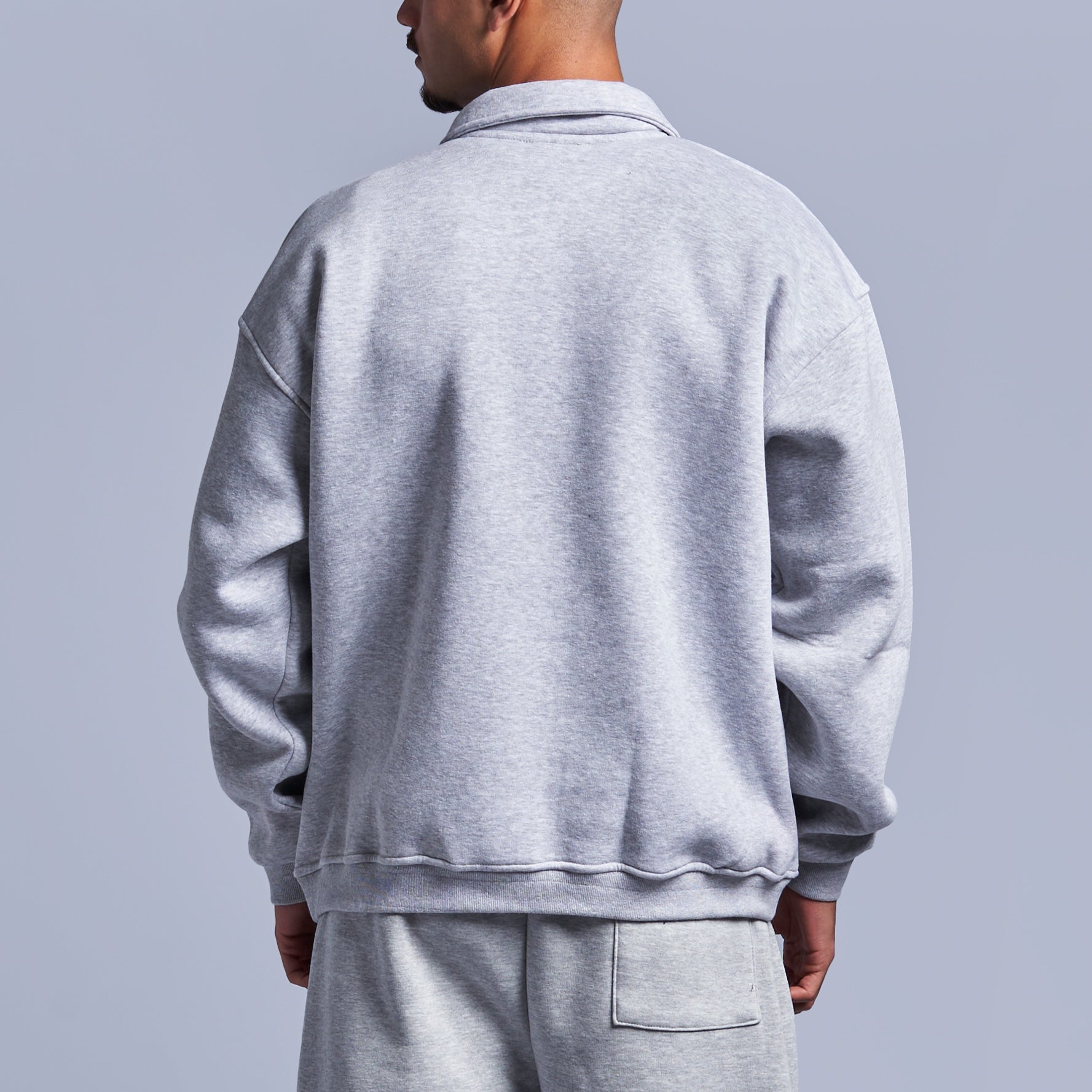 Grey Oversized Polo Sweatshirt