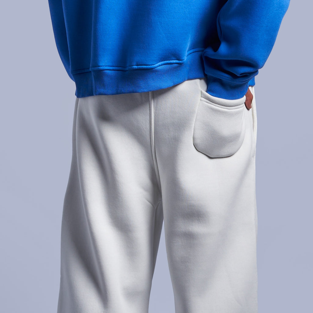 White Oversized Fleece Sweatpants with Wide-Leg Fit