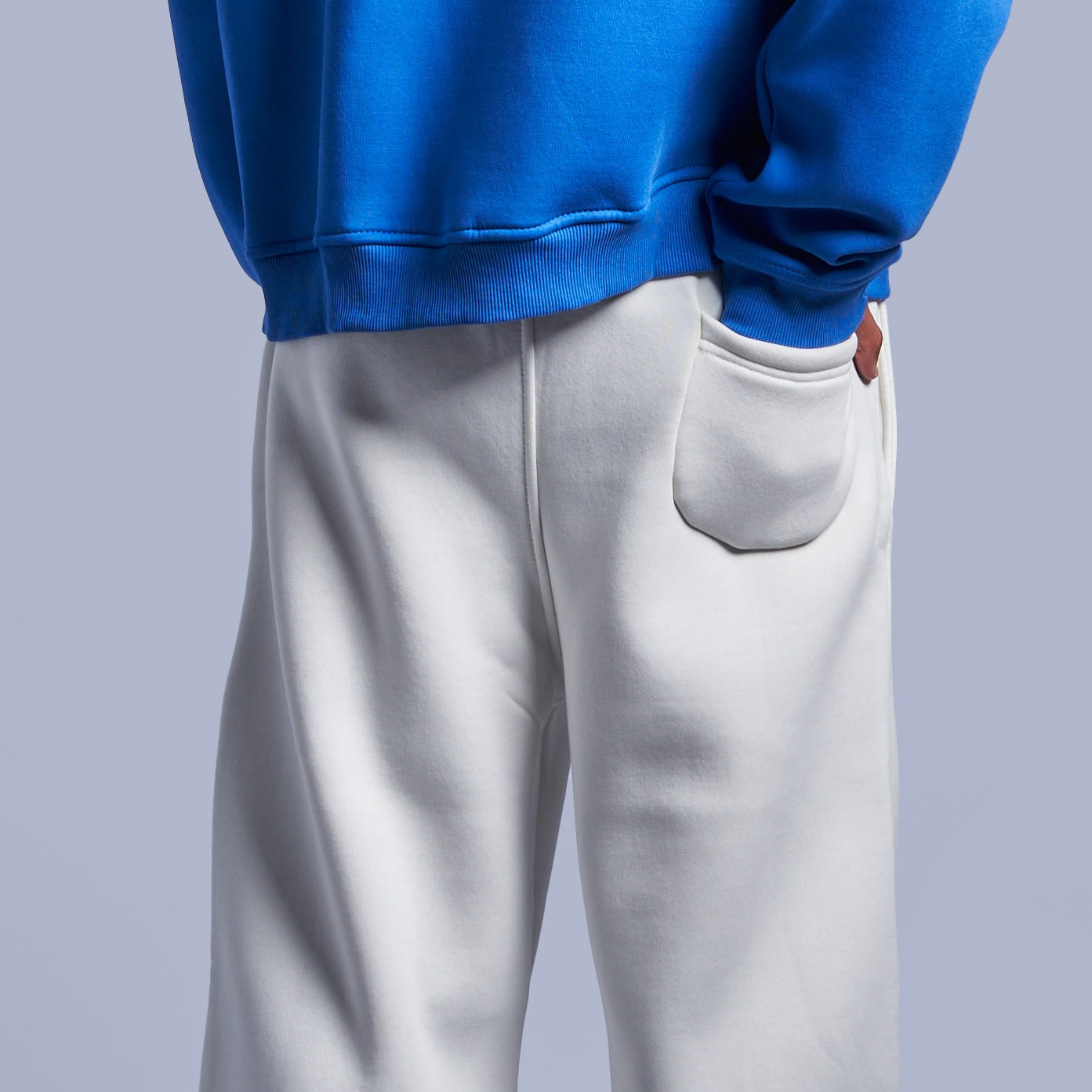White Oversized Fleece Sweatpants with Wide-Leg Fit