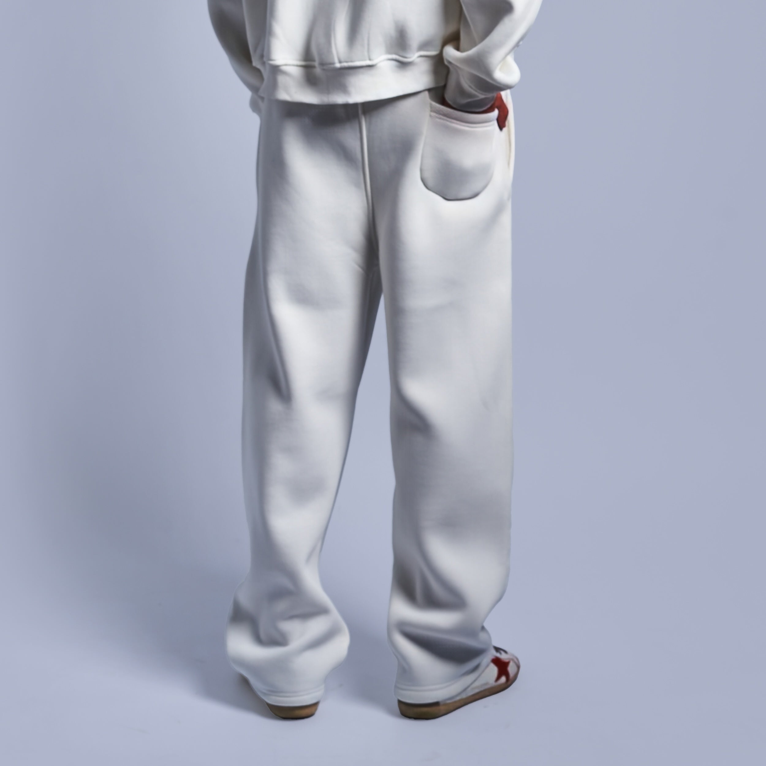 White Oversized Fleece Sweatpants with Wide-Leg Fit