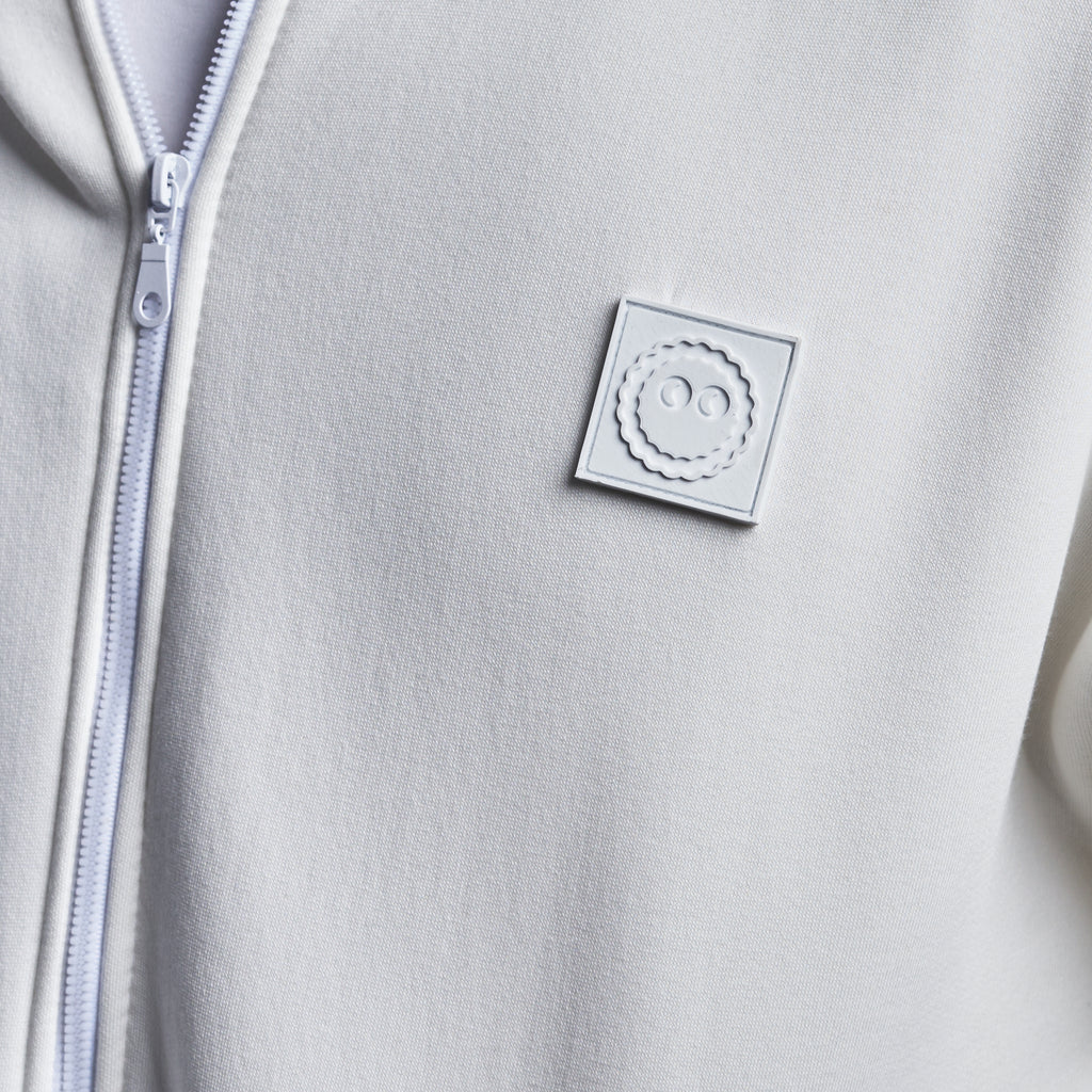 White Boxy-Fit Zip-Up Hoodie