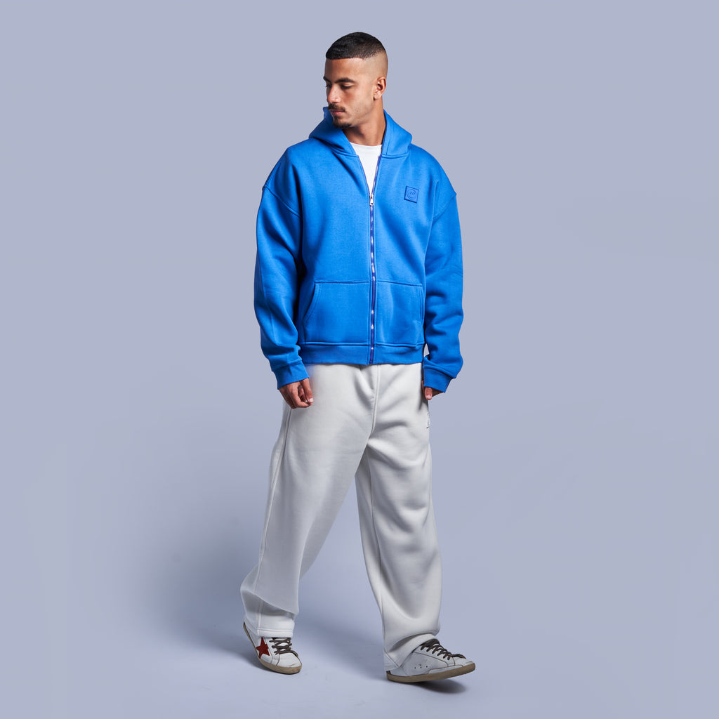 Blue Boxy-Fit Zip-Up Hoodie