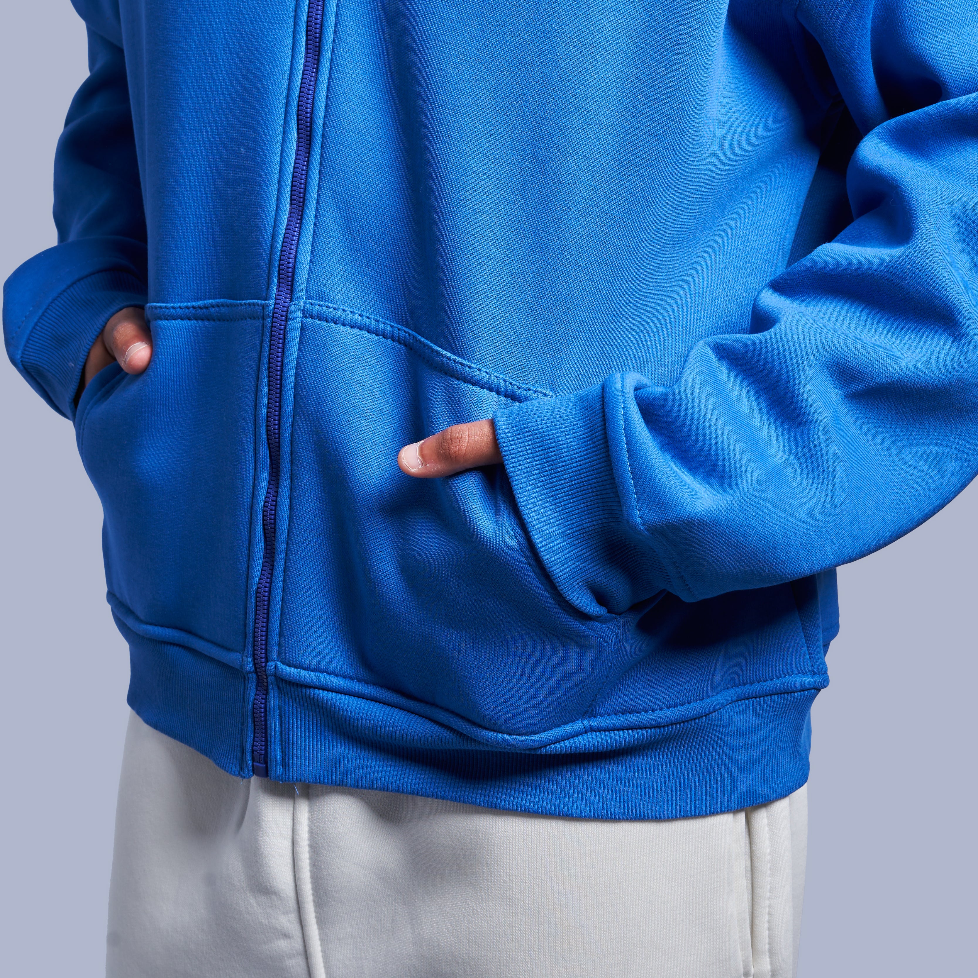 Blue Boxy-Fit Zip-Up Hoodie
