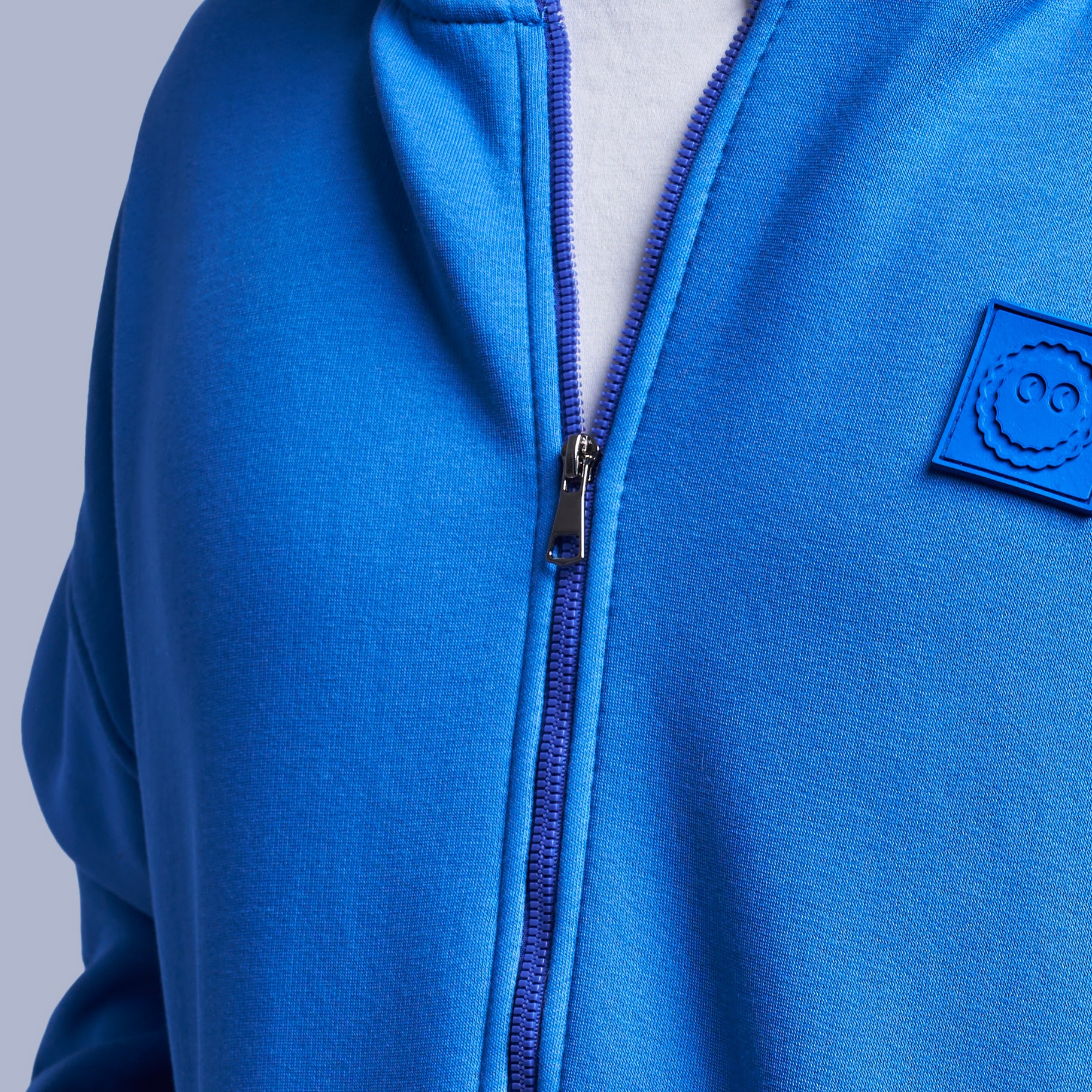 Blue Boxy-Fit Zip-Up Hoodie