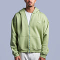Mint Green Boxy-Fit Zip-Up Hoodie