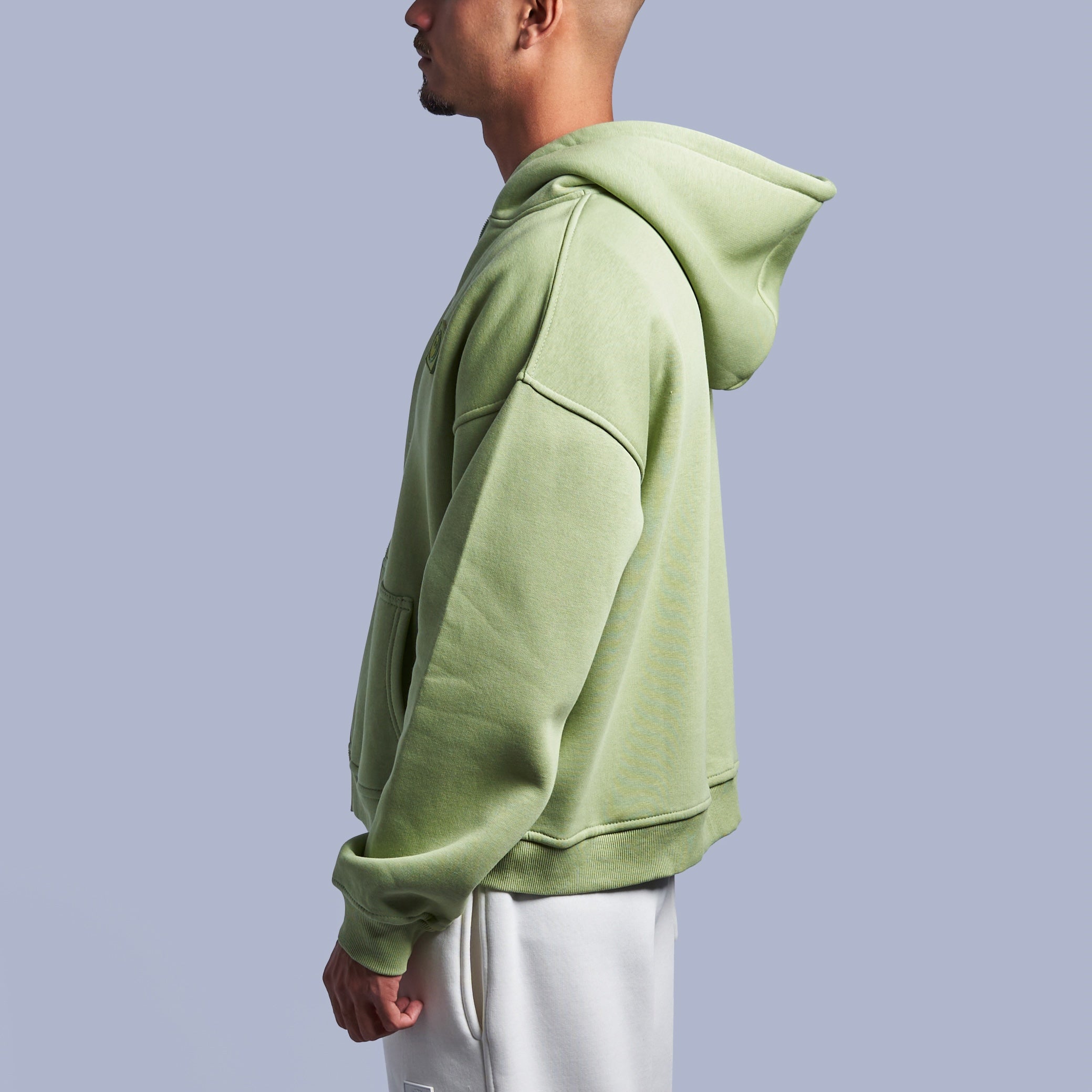Mint Green Boxy-Fit Zip-Up Hoodie