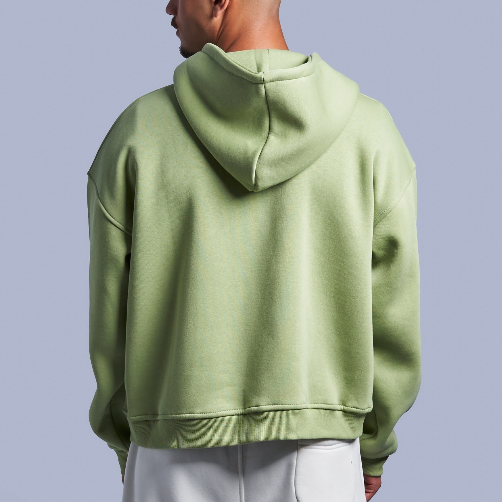 Mint Green Boxy-Fit Zip-Up Hoodie