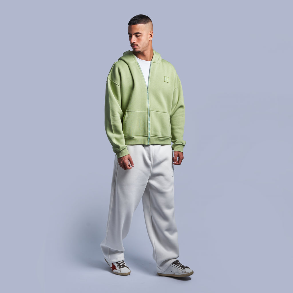 Mint Green Boxy-Fit Zip-Up Hoodie