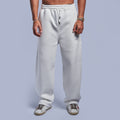 White Oversized Fleece Sweatpants with Wide-Leg Fit