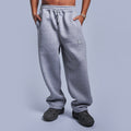 Grey Oversized Fleece Sweatpants with Wide-Leg Fit