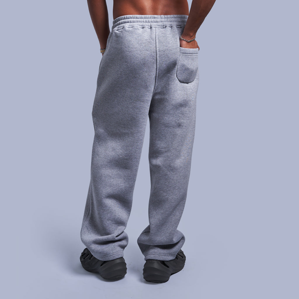 Grey Oversized Fleece Sweatpants with Wide-Leg Fit