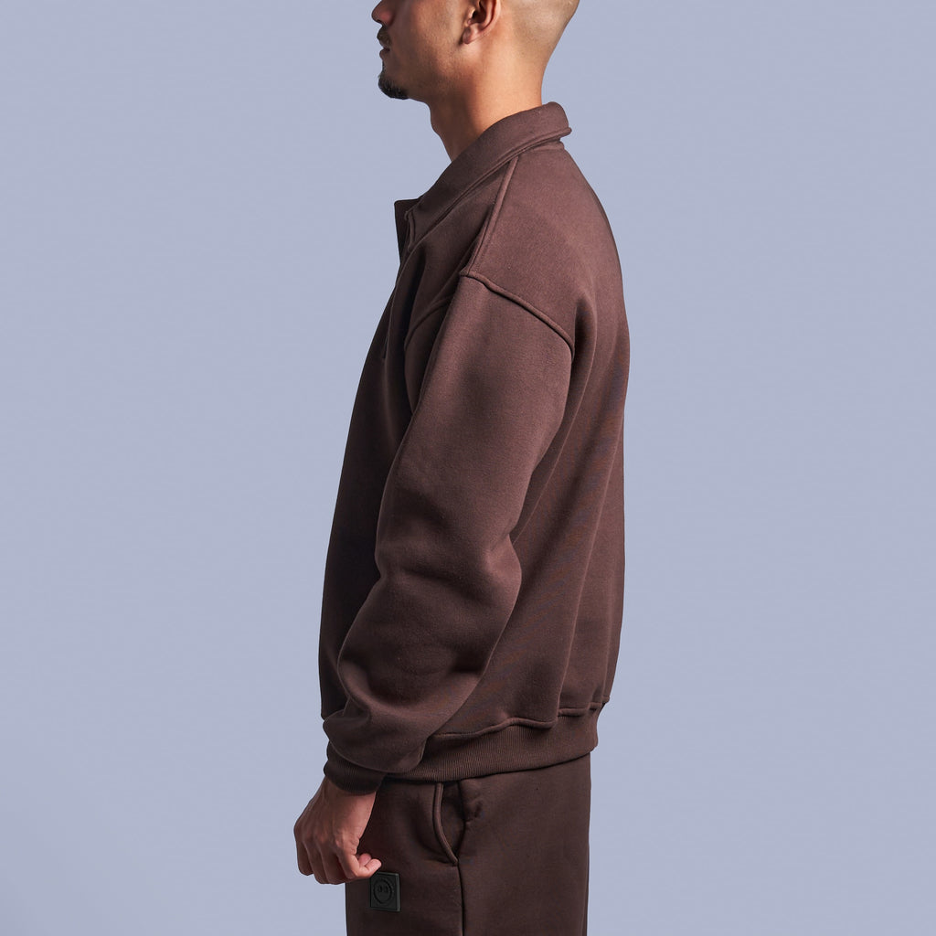 Brown Oversized Polo Sweatshirt