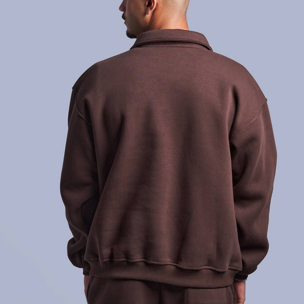Brown Oversized Polo Sweatshirt