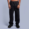 Black Oversized Fleece Sweatpants with Wide-Leg Fit